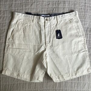 NWT johnnie-O White Melrose Cotton Linen Shorts; Men’s 36, 7” inseam, sharp!